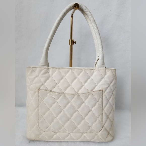 Auth Chanel CC Caviar Quilted Tassel Canvas Totes Bag - Picture 3 of 11